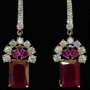 AD Studded Square Drop Earrings