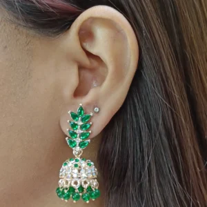 Gold-Tone Traditional Leaf Jhumka Earrings