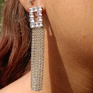 Earrings With Rhinestone Square Studs