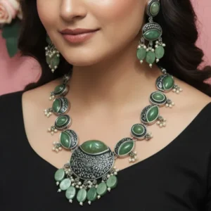 Resin Stone Opera Necklace Set