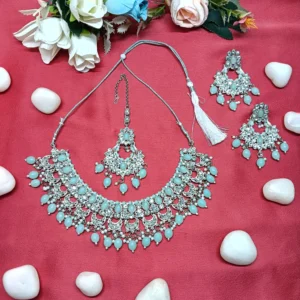 Traditional Silver-Toned Collar Necklace Set