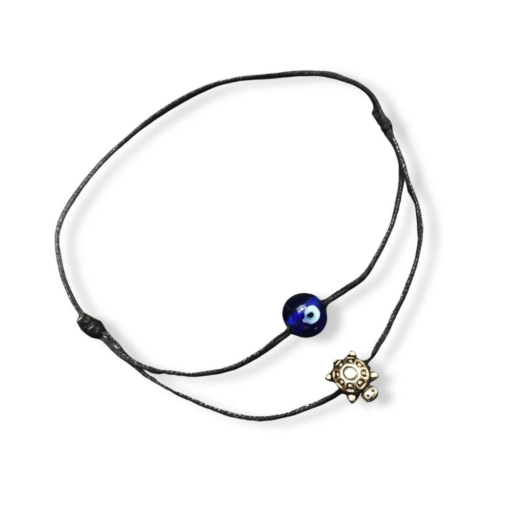 Evil Eye & Turtle Charm Anklet