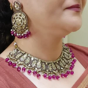 Bridal Rose Pink Regal Princess Necklace Set