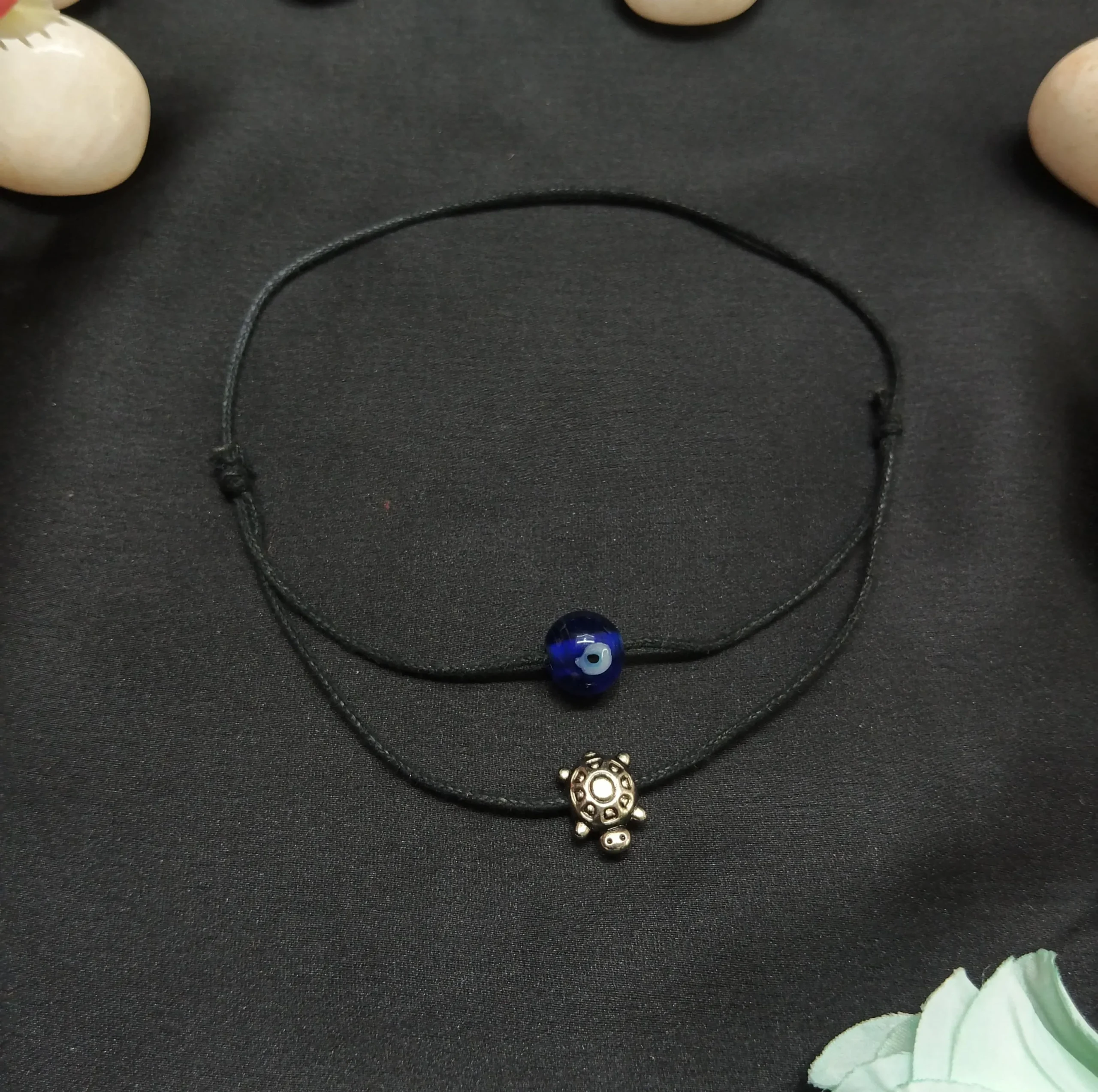 Evil Eye & Turtle Charm Anklet