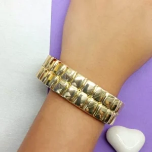 Gold-Tone Grid Link Bracelet for Women