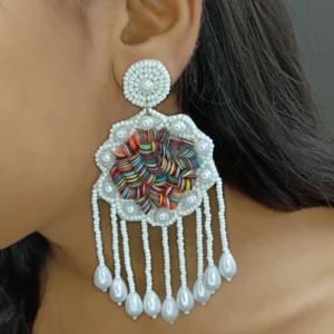 Floral Beaded Drop Earrings for Women
