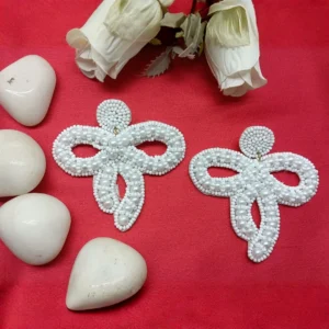 Beaded Bow Earrings for Girls