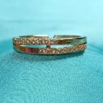 Gold Tone Open Ring with Clear Crystal
