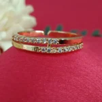 Gold Tone Open Ring with Clear Crystal
