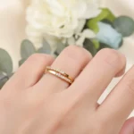 Gold Tone Open Ring with Clear Crystal