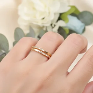 Gold Tone Open Ring with Clear Crystal