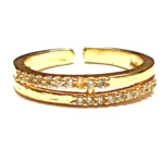 Gold Tone Open Ring with Clear Crystal