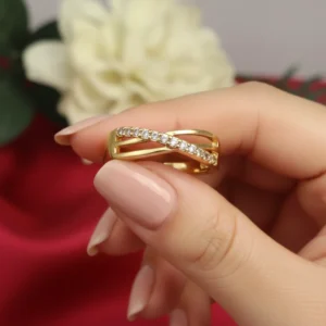 Gold-Tone Crossover Sparkle Ring