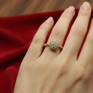 Gold-Tone Beaded Band Ring
