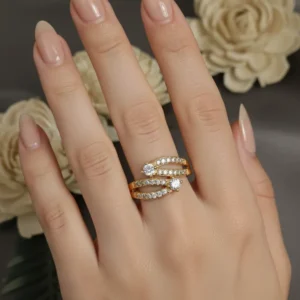 Gold-Tone Dual Pear-Cut Ring