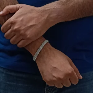 Men’s Silver-Tone Mesh Cuff Bracelets