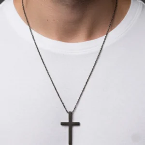 Men's Black Matte Cross Pendant