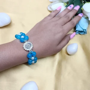 Handcrafted Beaded Bracelet With Floral Charm