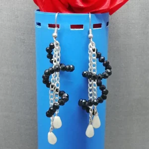 Elegant Black & White Teardrop Earrings