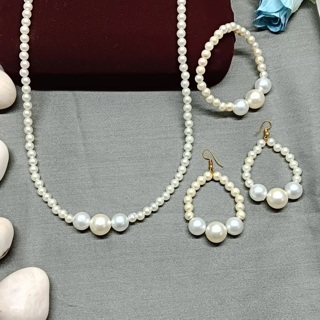 Handcrafted White Pearl Jewelry Set