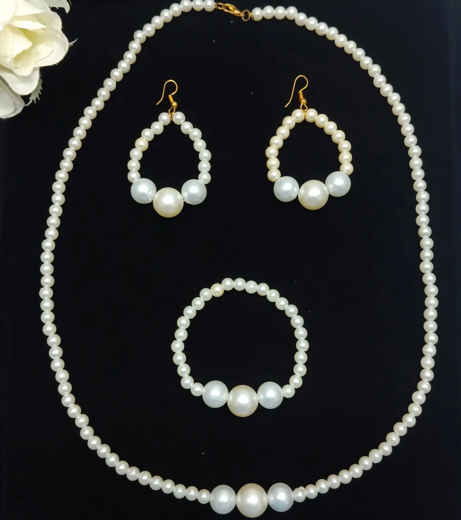 Handcrafted White Pearl Jewelry Set