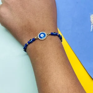 Handmade Gold Beaded Rakhi with Brother Charm