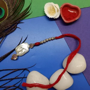 Pearl Beaded Rakhi with Roli and Chawal