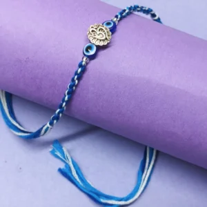 Evil Eye & Om Charm Rakhi with Roli and Chawal