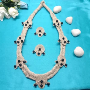 Handmade Jute Necklace Set with Black Bead