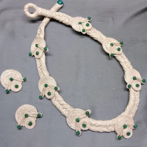 Organic Jute & Green Bead Jewelry Set