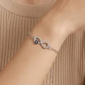 Infinity Bracelet with Evil Eye Accent