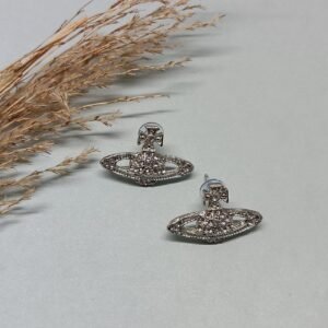Silver-Tone Planet Stud Earrings