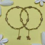 Gold-Tone Beaded Anklet With Elephant Charms