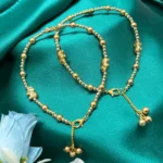 Gold-Tone Beaded Anklet With Elephant Charms