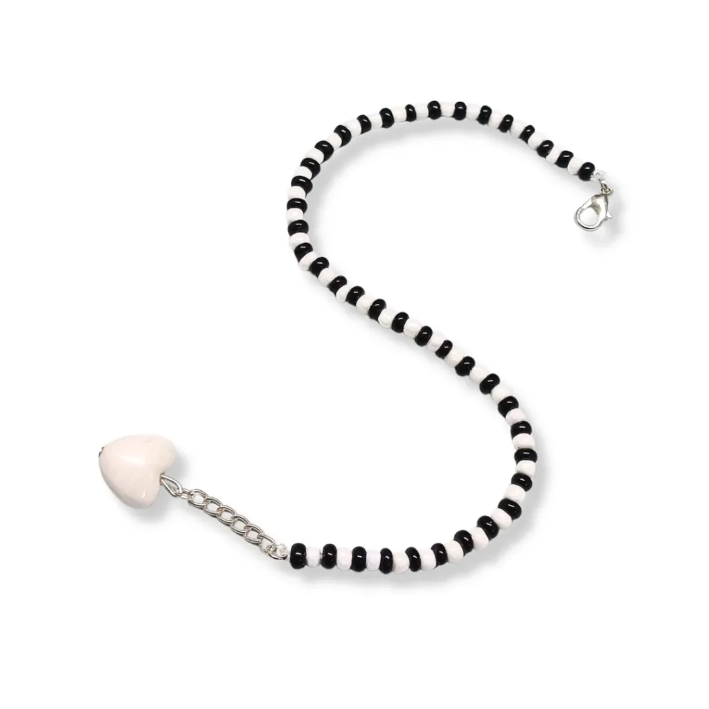 Handcrafted Black & White Beaded Anklet