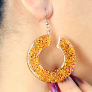 Chunky Glitter Hoop Resin Earrings