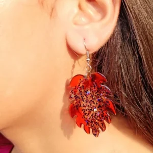 Resin Earrings: Unique & Handmade Designs Resin Leaf Drop Earrings for Women