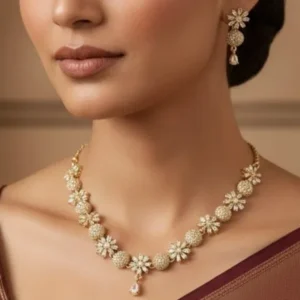 Luxury Dual-Tone Necklace & Earrings Set