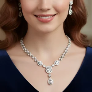 Silver-Tone AD Necklace & Earring Set