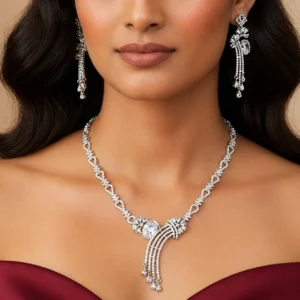 Sparkling CZ Statement Necklace Set