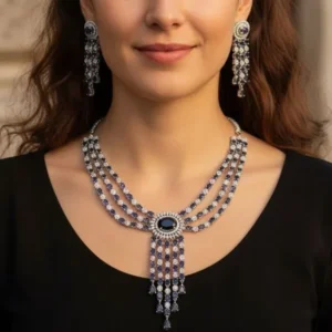 Sapphire-Voilet Statement Jewelry Set