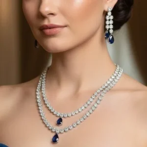 Premium Blue Teardrop Statement Jewelry Set