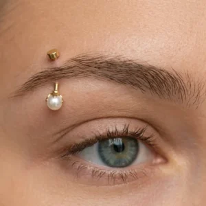 Minimal Gold Tone Eyebrow Pin With Pearl
