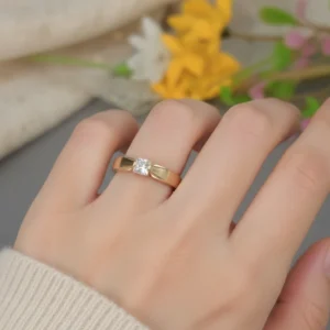 Gold-Tone Square-Cut Stone Ring