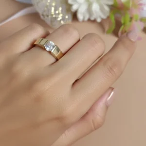 Gold-Tone Round-Cut Ring for Women