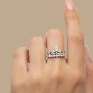 Women AD Crown-Inspired Silver-Tone Ring