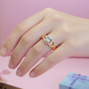 AD Gold-Tone Round-Shaped Ring