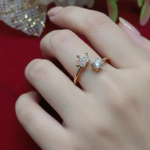 Dainty AD Bypass Crown Ring for Women