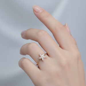 Stylish American Diamond Star Design Ring
