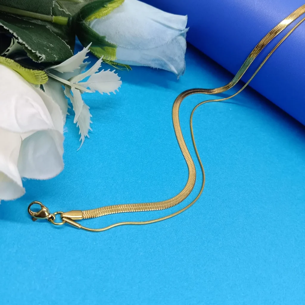 Slim Gold-Tone Flat Chain Anklet for Women